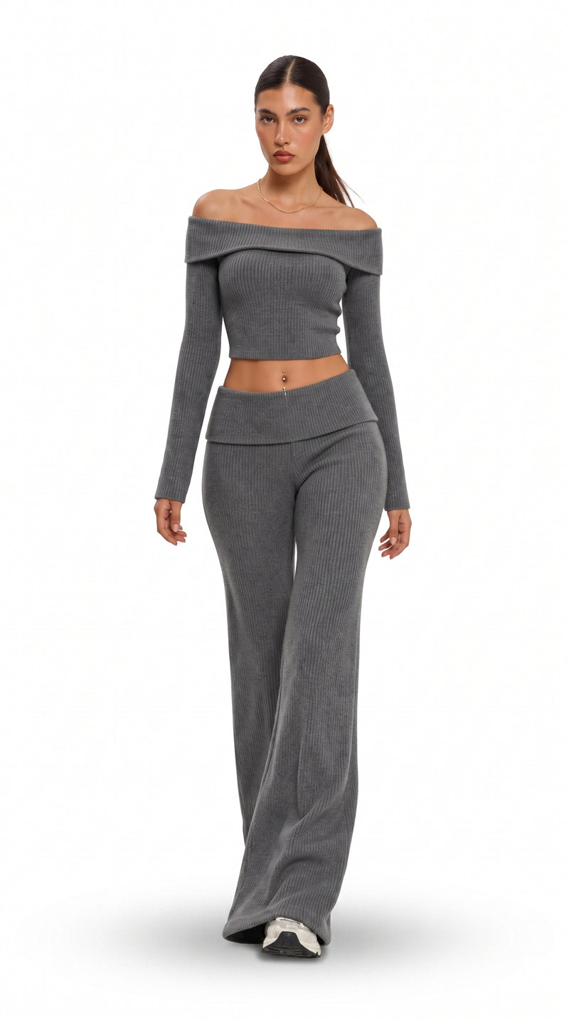 Off-the-Shoulder Knit Set
