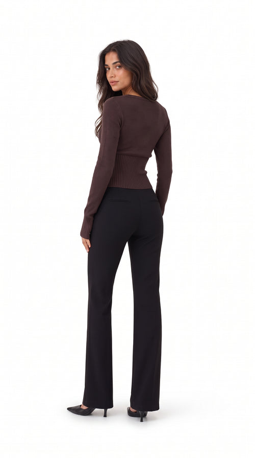 Cropped Cardigan - Brown