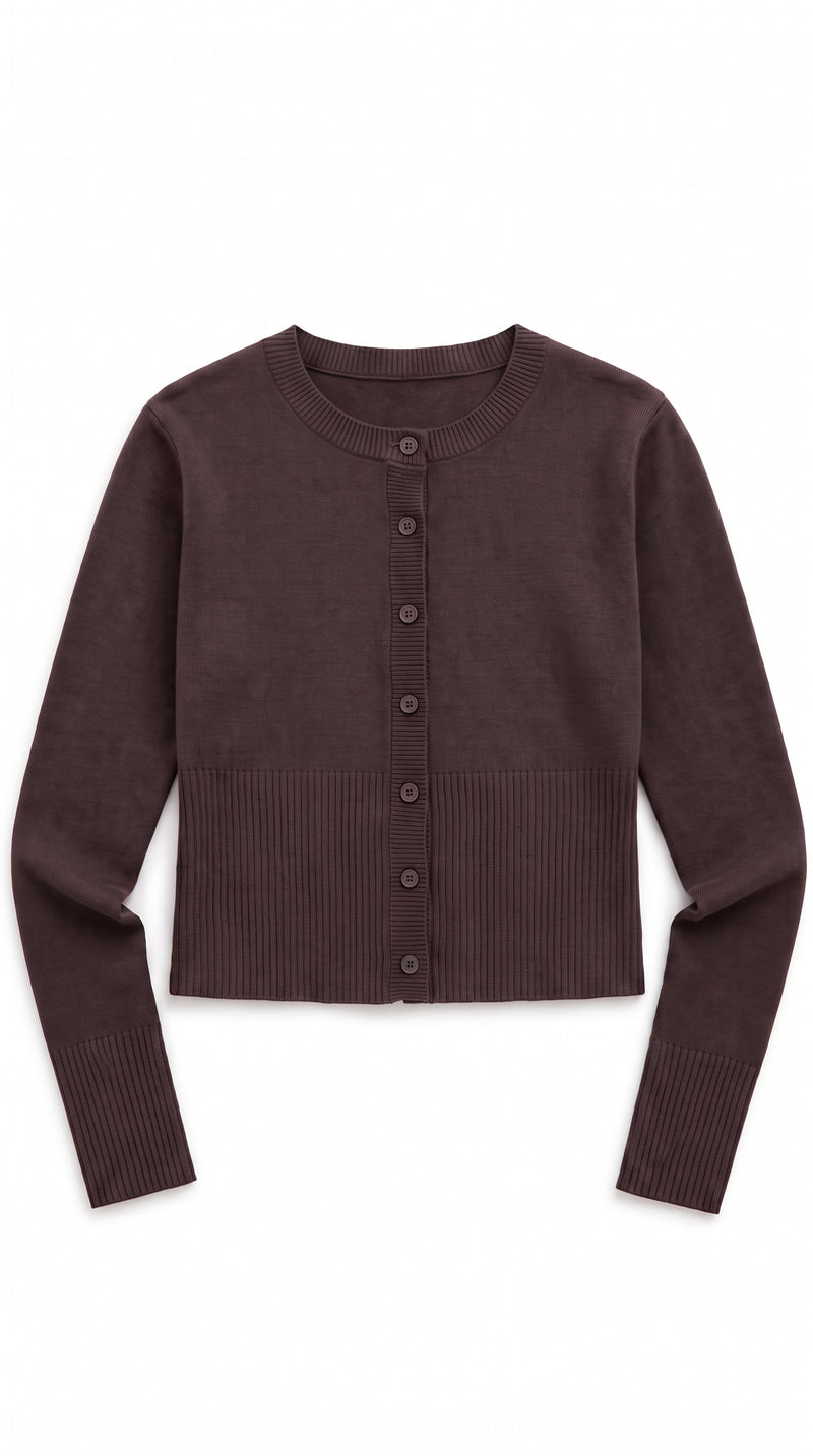 Cropped Cardigan - Brown