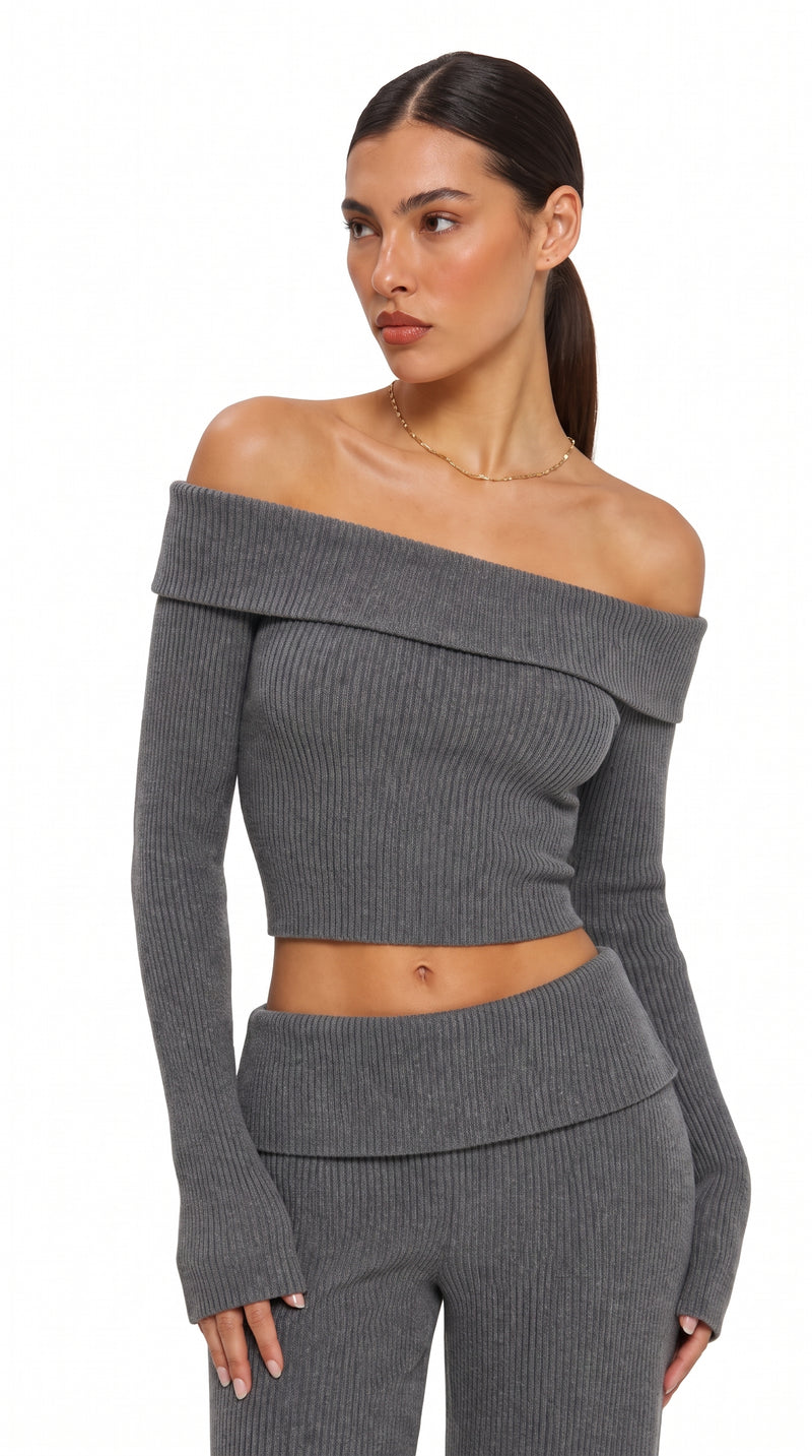 Off-the-Shoulder Knit Set