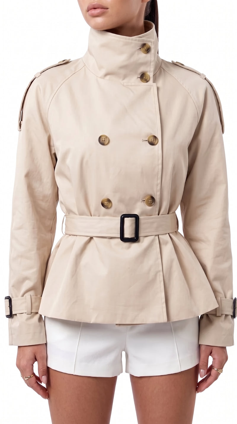 Short belted trench coat - Beige