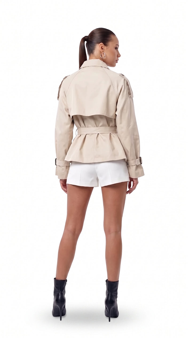 Short belted trench coat - Beige