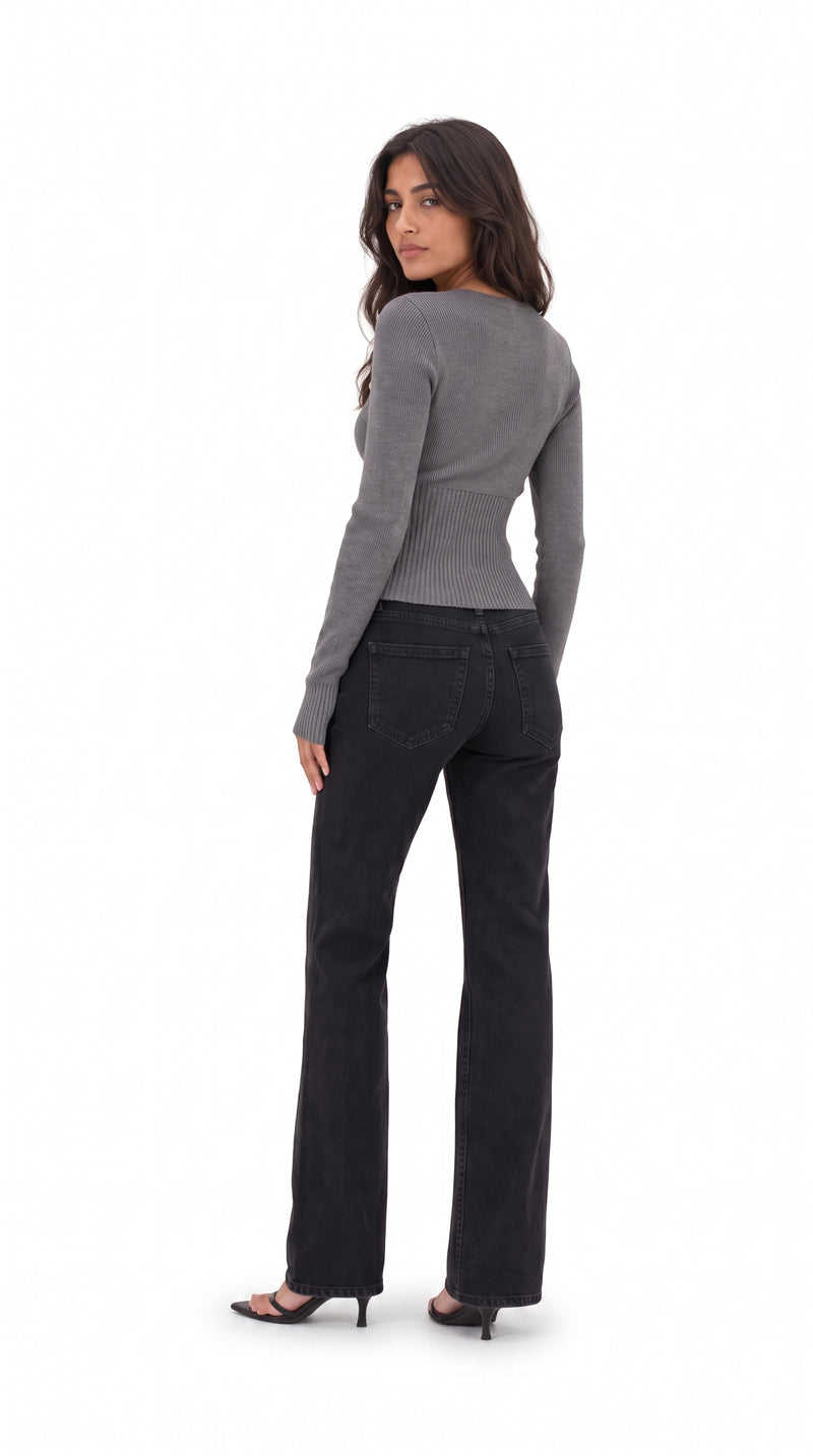 Cropped Cardigan - Gray