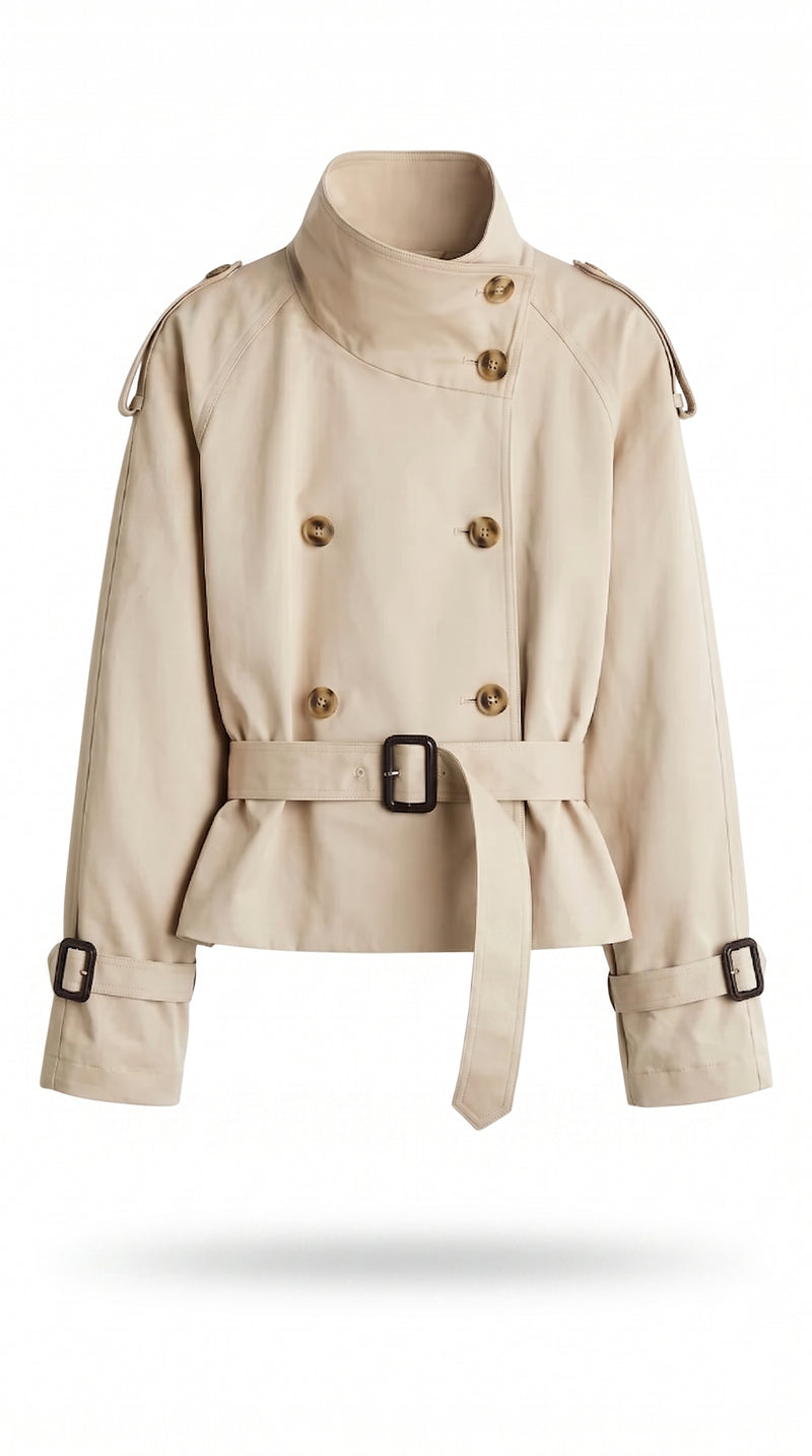 Short belted trench coat - Beige