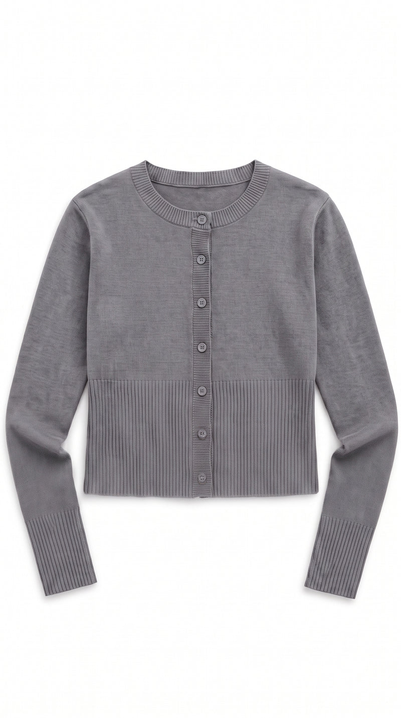 Cropped Cardigan - Gray